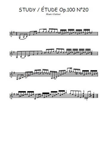 Op.100 Etude N°20 Partitions gratuites